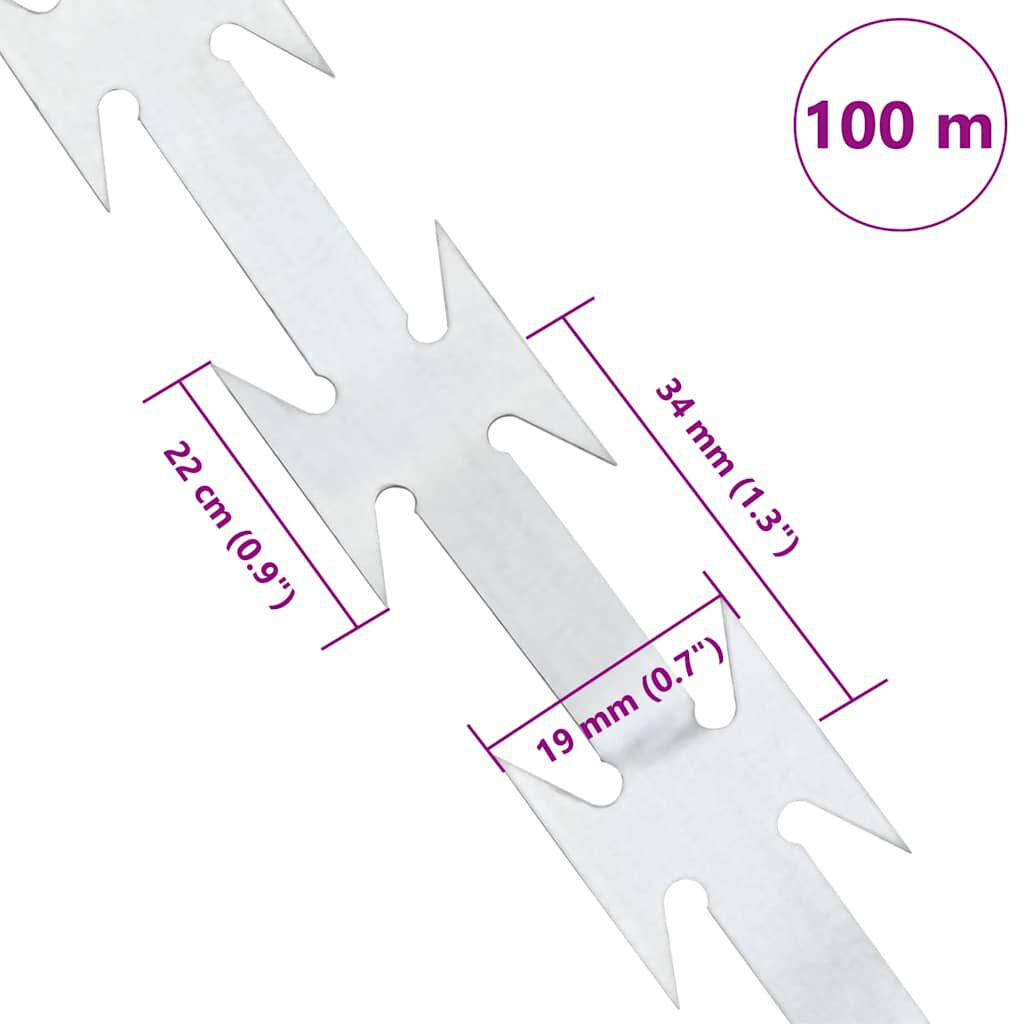 vidaXL أسلاك شائكة BTO-22 فولاذ 100 متر