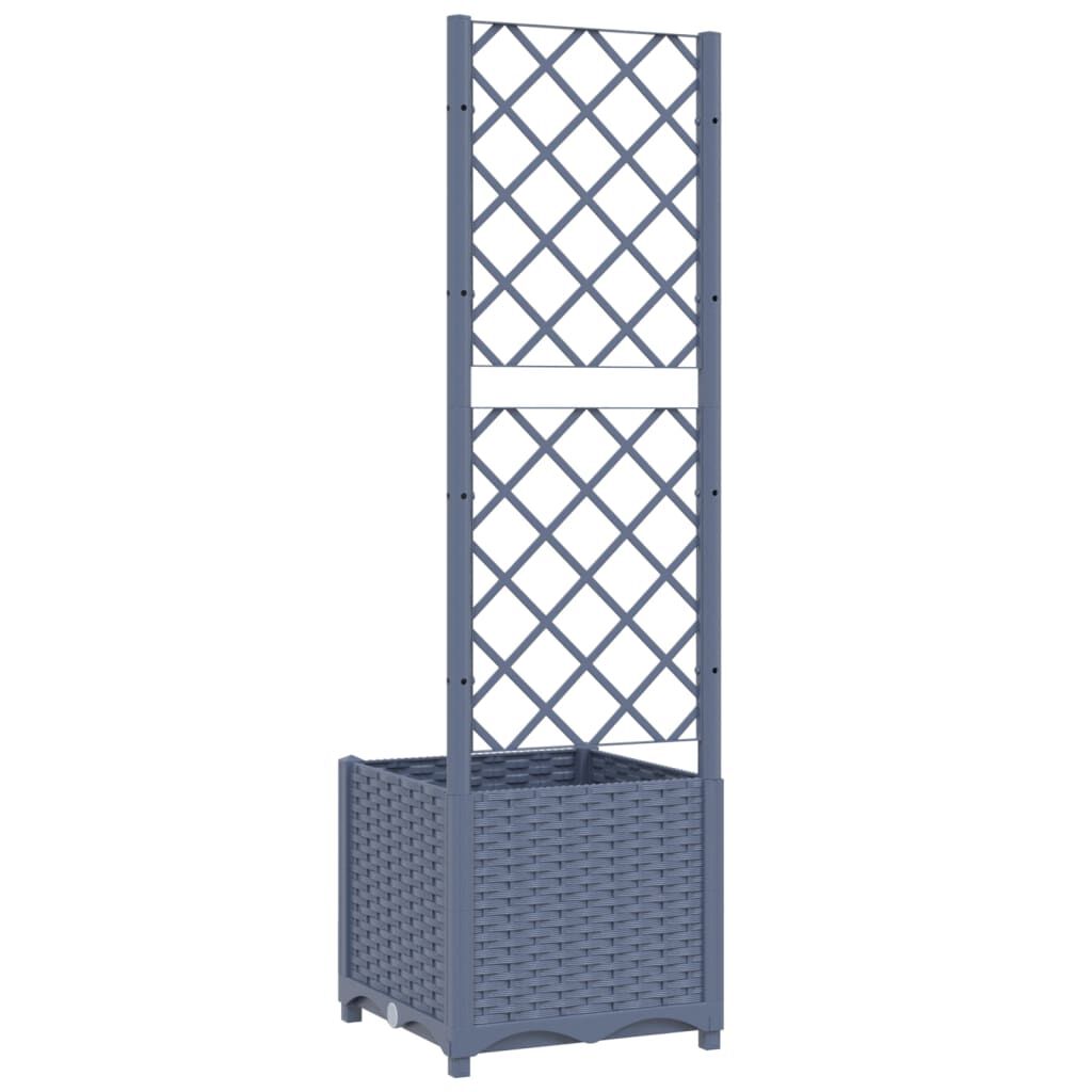 vidaXL حوض حديقة مع تعريشة أزرق رمادي 40×40×136 سم PP