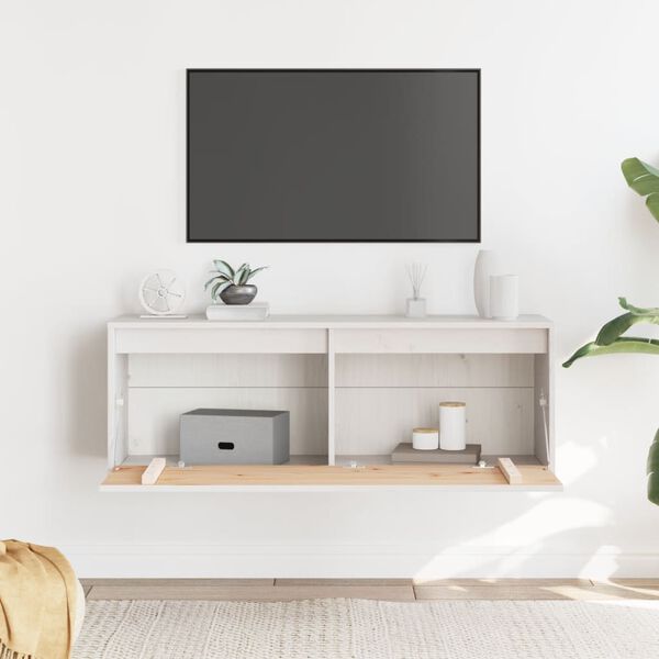 vidaXL خزانة حائط لون أبيض 35x30x100 سم خشب صنوبر صلب