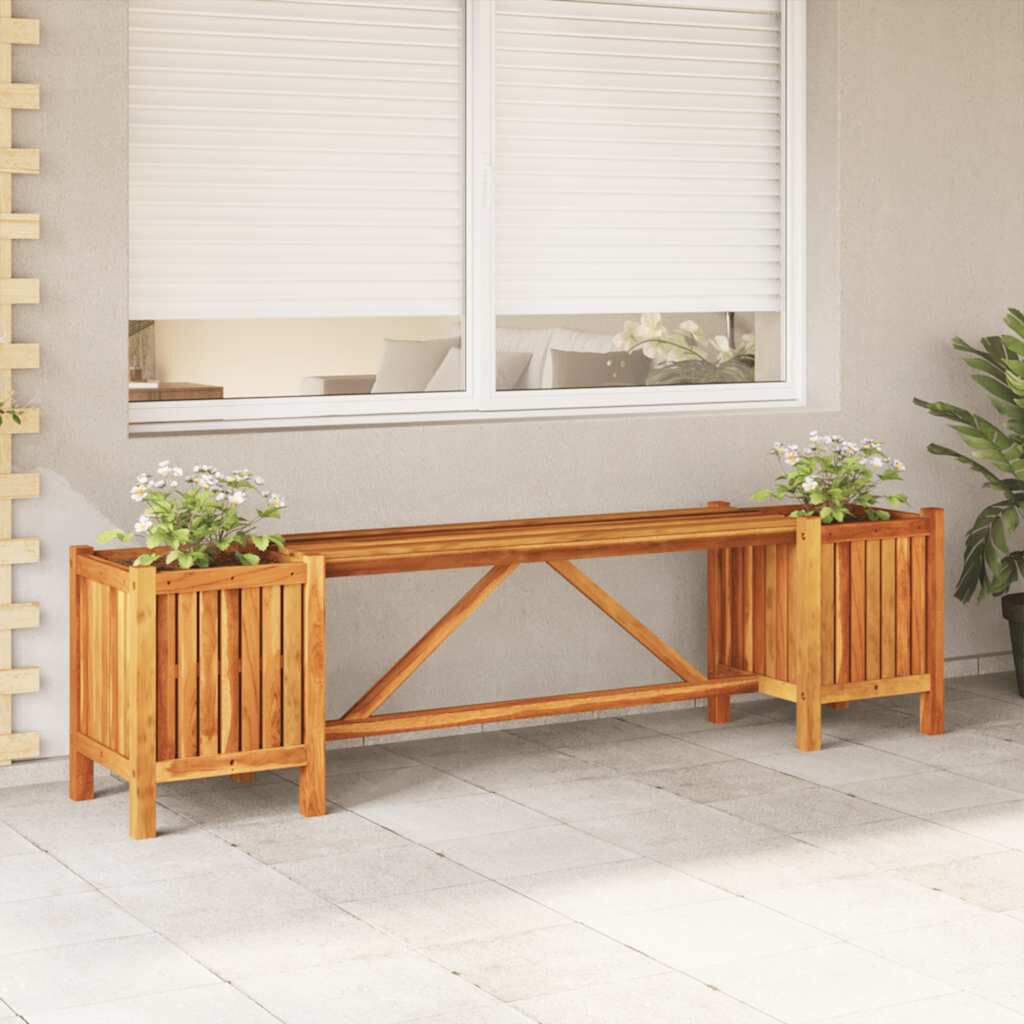 vidaXL مقعد حديقة مع 2 أحواض زرع 150×30×40 سم خشب أكاسيا صلب