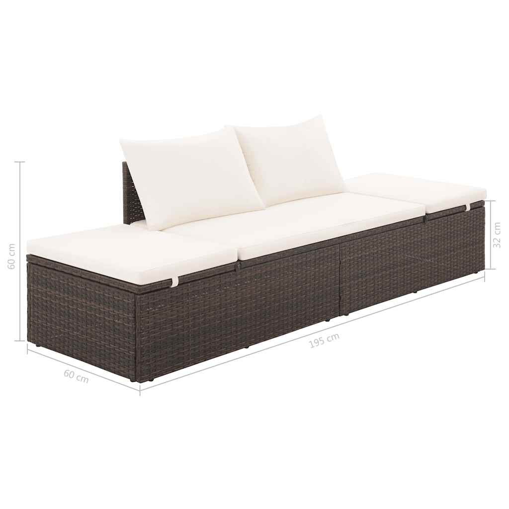 vidaXL سرير حديقة بني 195×60 سم بولي روطان