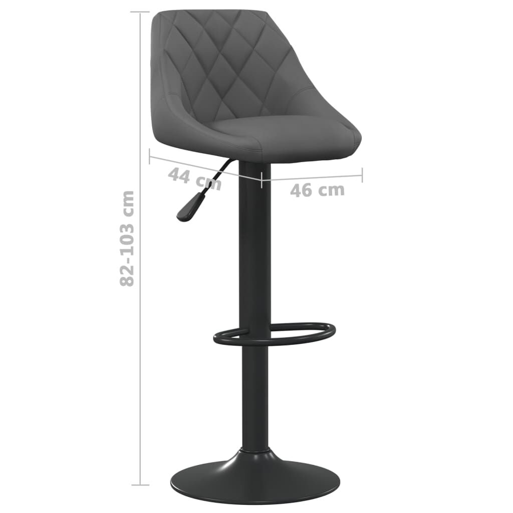 vidaXL كراسي بار 2 ق مخمل رمادي داكن