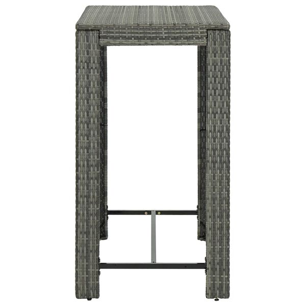 vidaXL طاولة بار للحديقة رمادي 100×60.5×110.5 سم بولي روطان