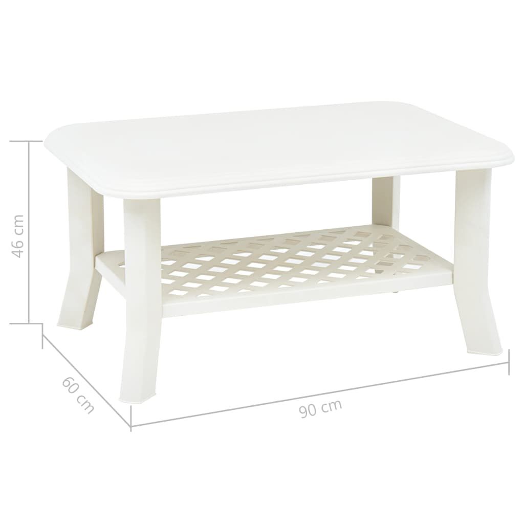 vidaXL طاولة قهوة بيضاء 90×60×46 سم بلاستيك