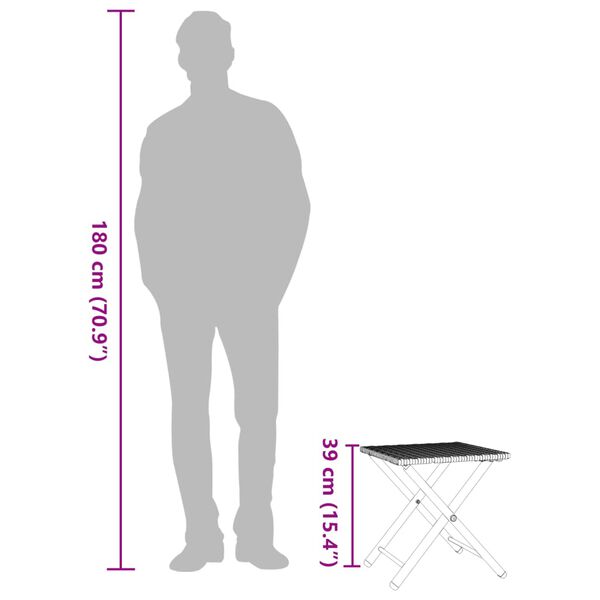 vidaXL طقم سفرة حديقة 5 قطع بولي روطان لون أسود قابل للطي