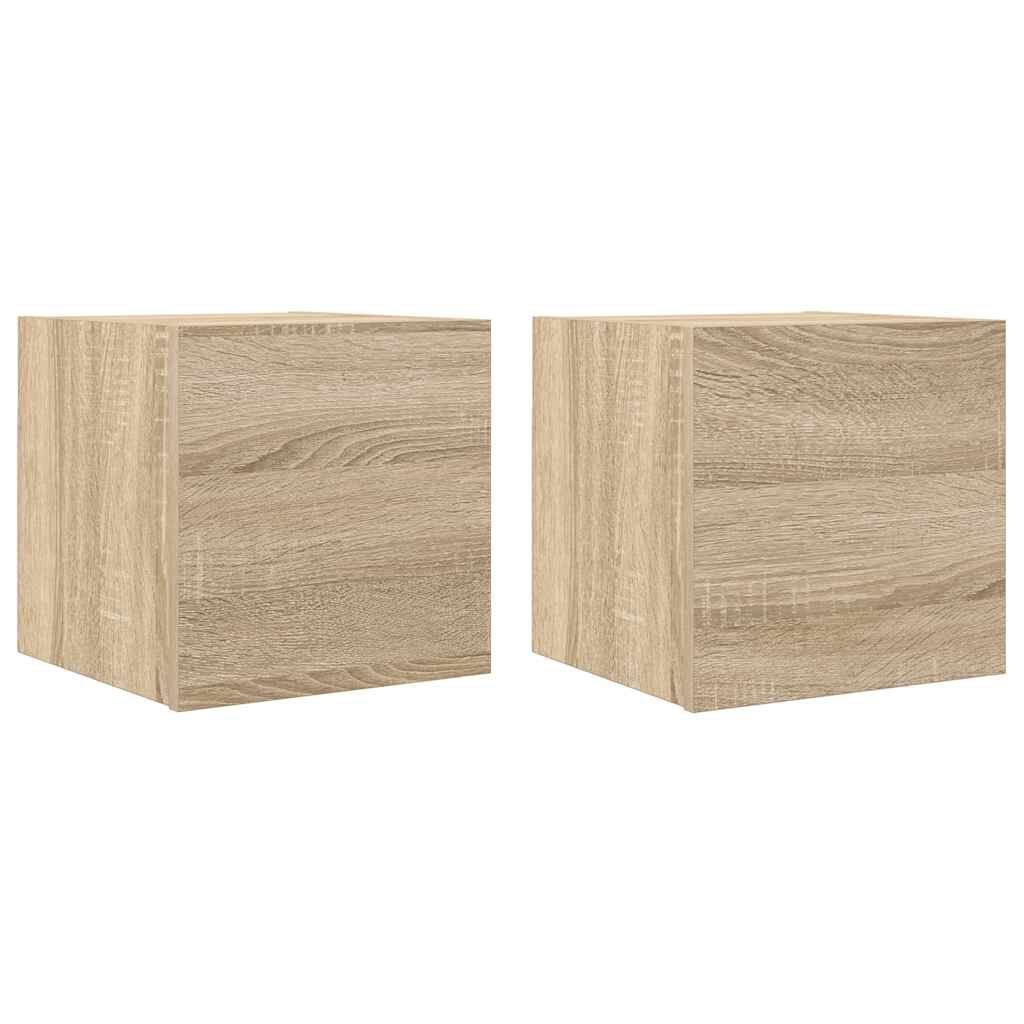 vidaXL خزانات تلفزيون جدارية 2 قطع سونوما أوك 30x30x30.5 سم