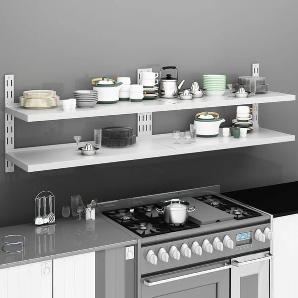 vidaXL رفوف جدارية عائمة بطبقتين 2 ق فولاذ مقاوم للصدأ 200&times;30 سم