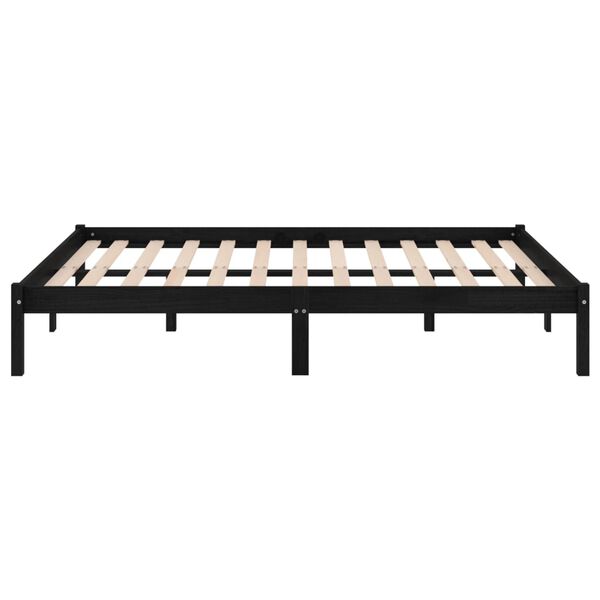 vidaXL إطار سرير دون مرتبة لون أسود خشب صلب 160×200 سم