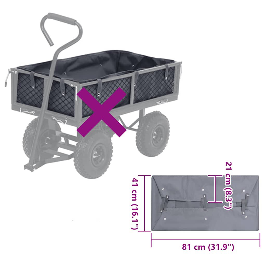 vidaXL بطانة عربة حديقة قماش رمادي غامق 86×46×22 سم قماش