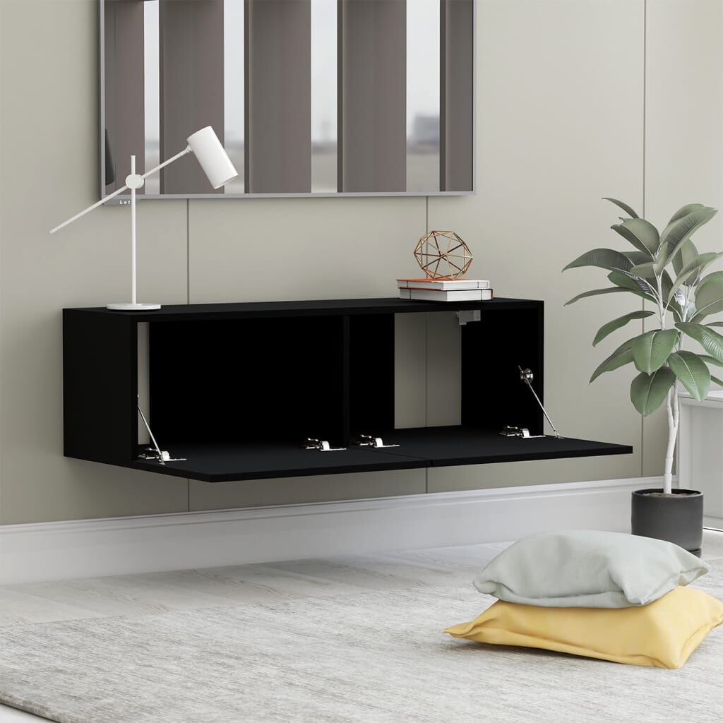 vidaXL خزانة تلفزيون أسود 100×30×30 سم خشب صناعي
