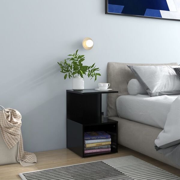vidaXL خزانة جانب سرير لون أسود 35×35×55 سم خشب صناعي