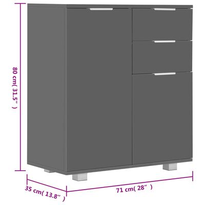 خزانة جانبية vidaXL لون رمادي لامع جداً 71×35×80 سم خشب صناعي