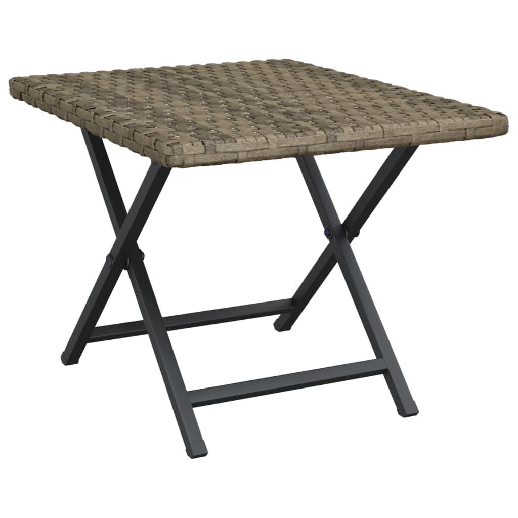 vidaXL طاولة قابلة للثني لون رمادي 45×35×32 سم بولي روطان