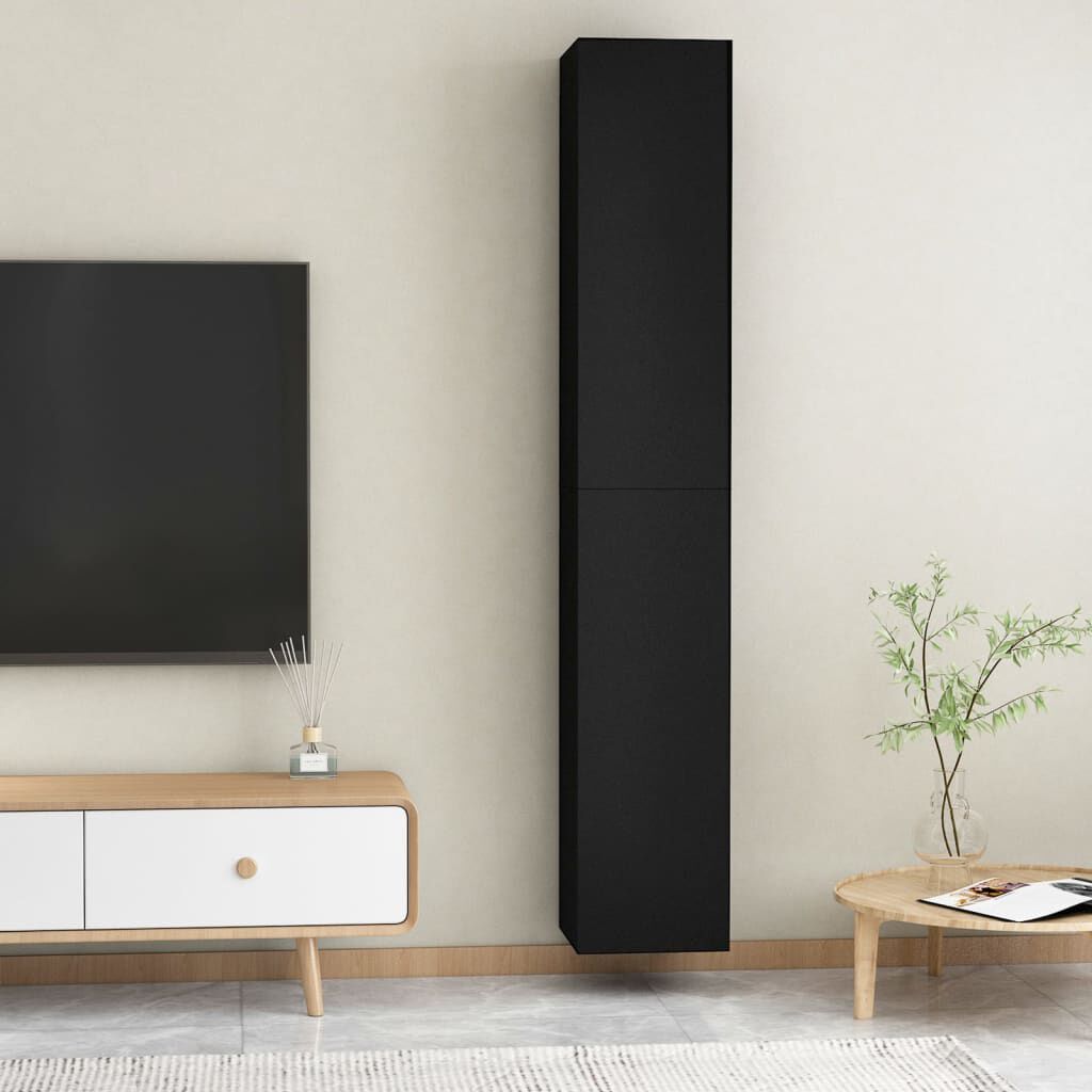 vidaXL خزانات تلفزيون 2 ق أسود 30.5×30×90 سم خشب صناعي
