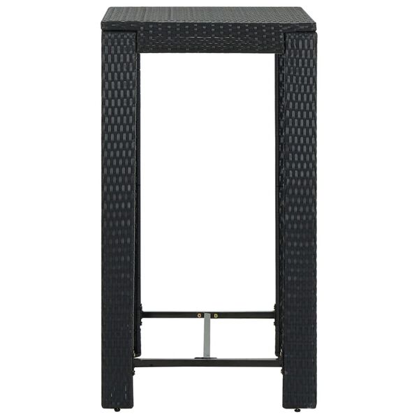 vidaXL طاولة بار للحديقة أسود 60.5×60.5×110.5 سم بولي روطان
