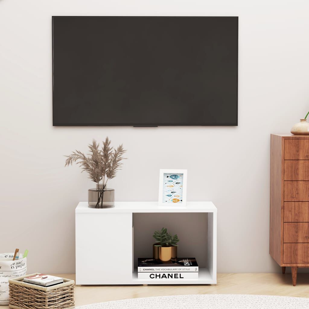 vidaXL خزانة تلفزيون أبيض 60×24×32 سم خشب صناعي