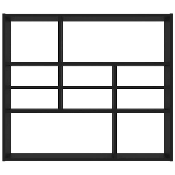 vidaXL رف جداري أسود 90×16×78 سم خشب صناعي