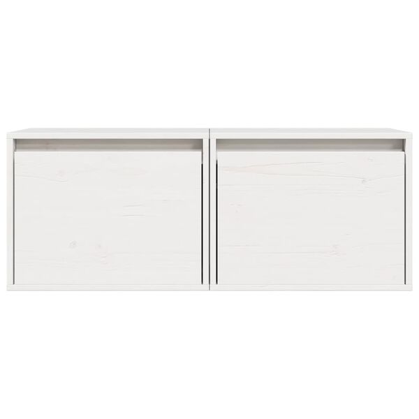 vidaXL خزانات حائط 2ق لون أبيض 35x30x45 سم خشب صنوبر صلب