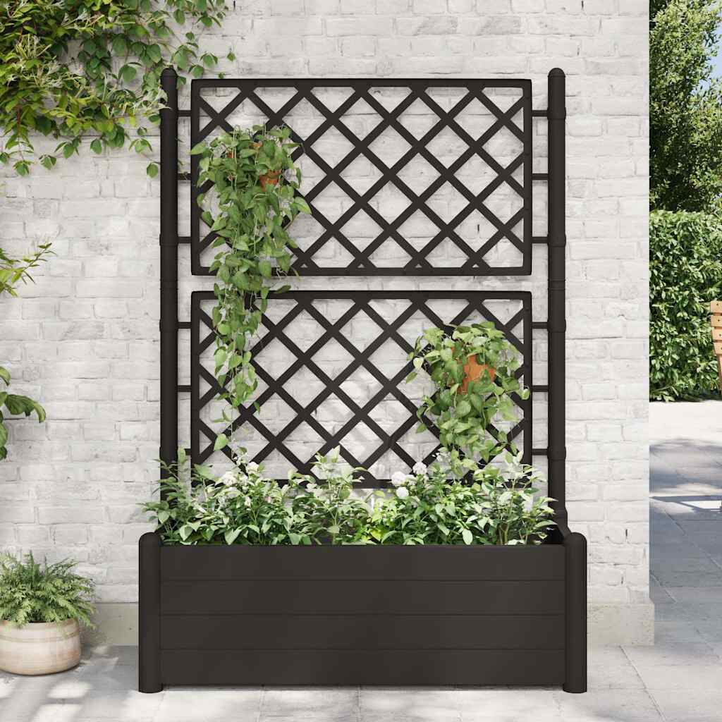 vidaXL حوض حديقة مع تعريشة 100×43×142 سم PP انتراسيت