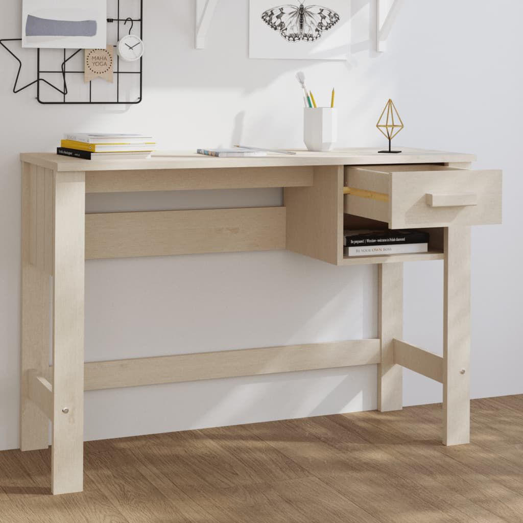 vidaXL مكتب بني عسلي 110×40×75 سم خشب صنوبر صلب