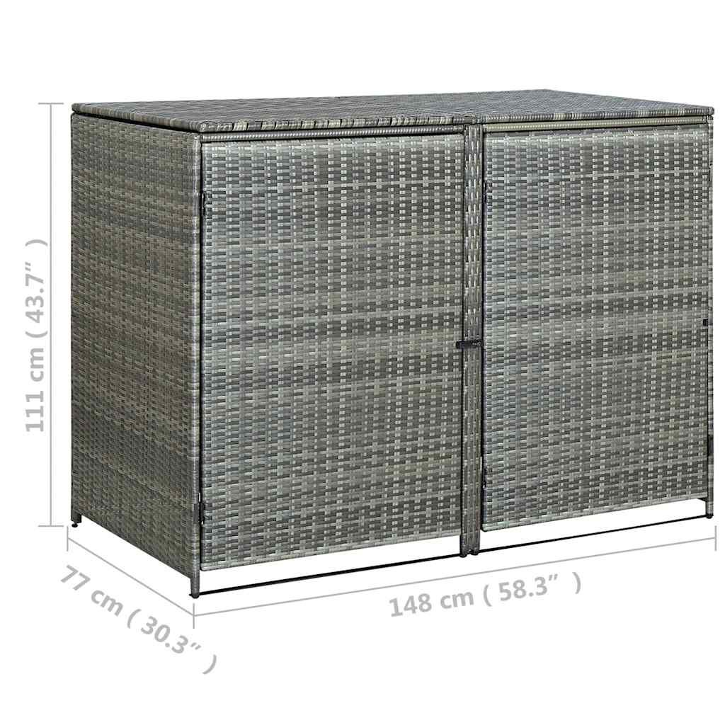 vidaXL كشك سلال قمامة مزدوج بولي روطان أنثراسيت 148×77×111 سم