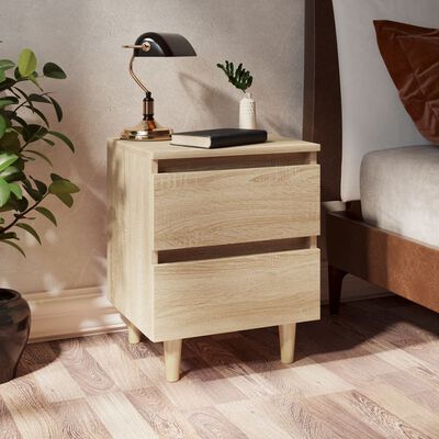 vidaXL خزانات سرير بأرجل خشب صنوبر صلب 2 ق سونوما أوك 40×35×50 سم
