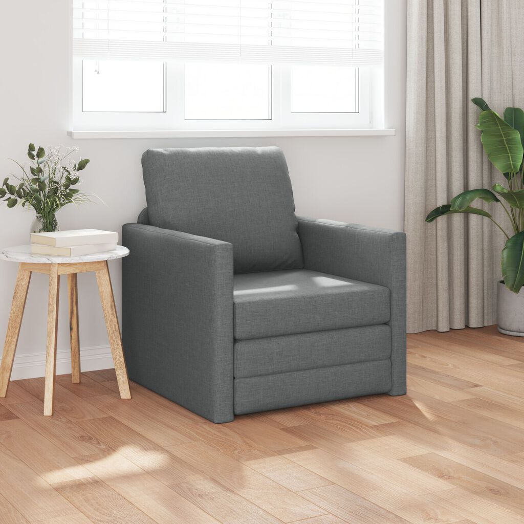 vidaXL سرير أريكة أرضي 2 في 1 لون رمادي داكن 55x174x112 سم قماش