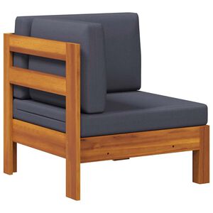 vidaXL أريكة ركنية مع وسائد رمادي داكن خشب أكاسيا صلب