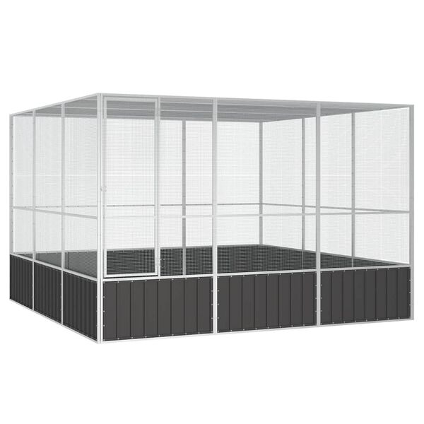 vidaXL قفص طيور أنثراسايت 211,5x324,5x302,5 سم فولاذ مجلفن
