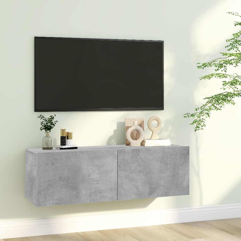 vidaXL خزانة تلفزيون لون رمادي أسمنتي 100×30×30 سم خشب صناعي