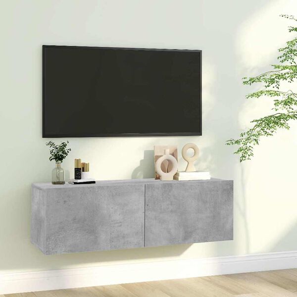 vidaXL خزانة تلفزيون لون رمادي أسمنتي 100×30×30 سم خشب صناعي