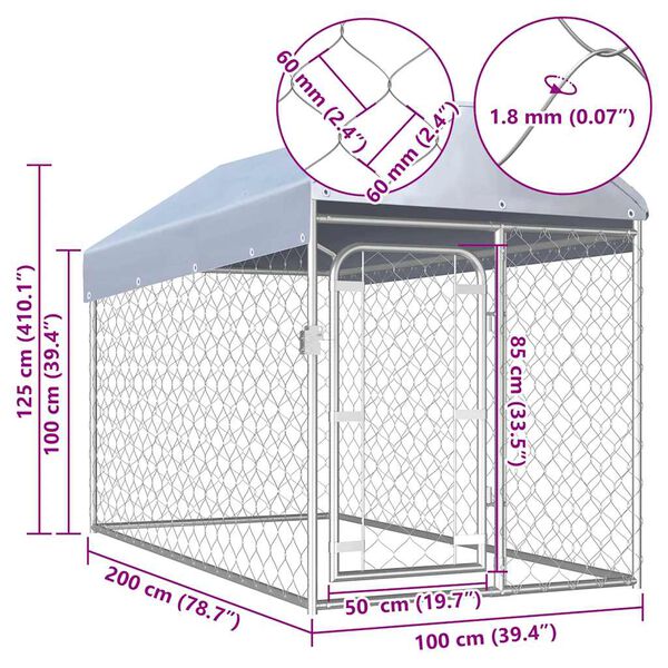 منزل كلب خارجي مع سقف 125x100x200 سم vidaXL