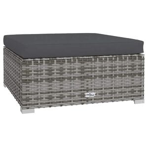 vidaXL مسند قدم حديقة مع وسادة رمادي 70&times;70&times;30 سم بولي روطان