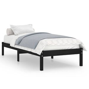 vidaXL إطار سرير خشب صنوبر صلب أسود 90&times;200 سم