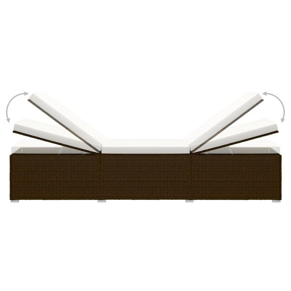 vidaXL عدد 3 قطع طقم كراسي تشمس للحديقة مع طاولة شاي بولي روطان بني