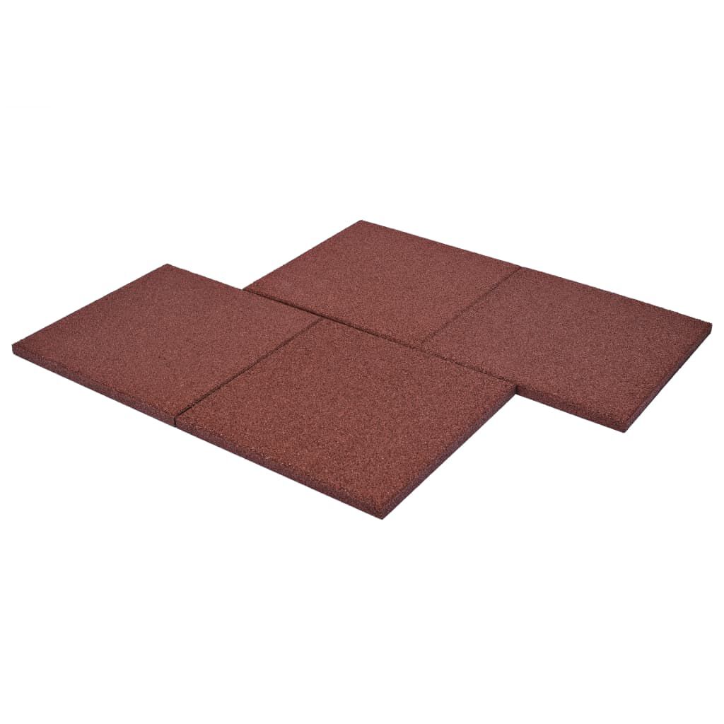 vidaXL بلاط الحماية من السقوط 6 ق مطاط 50×50×3 أحمر