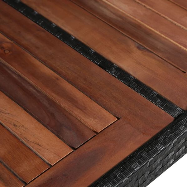 vidaXL طاولة حديقة 240×90×74 سم بولي روطان وخشب أكاسيا صلب