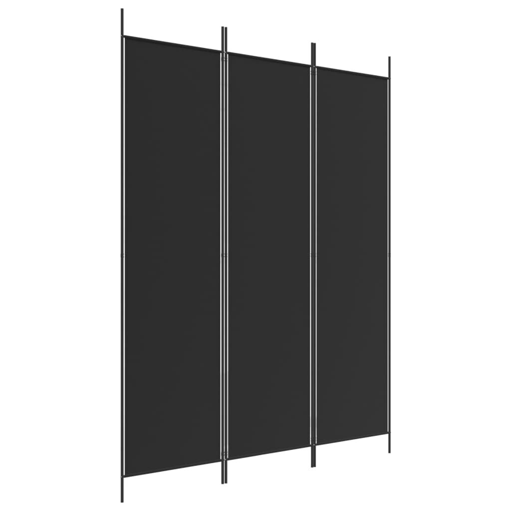 vidaXL مقسم غرفة 3-ألواح أسود 150×200 سم قماش