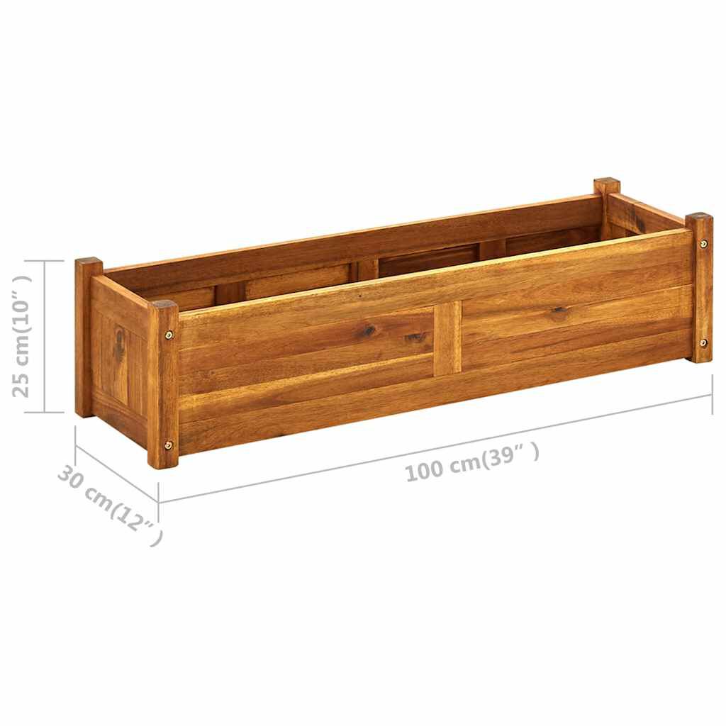 vidaXL حوض حديقة مرتفع خشب أكاسيا صلب 100×30×25 سم