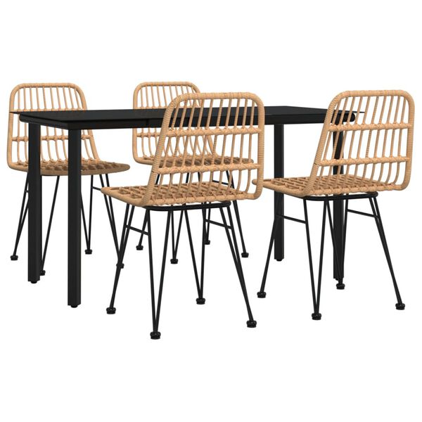 vidaXL عدد 5 قطع طقم سفرة حديقة بولي روطان