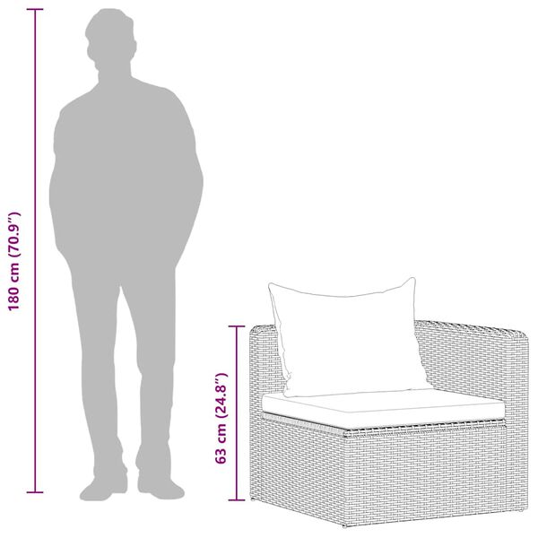 vidaXL أرائك زاوية للحديقة 2 ق رمادي بولي روطان