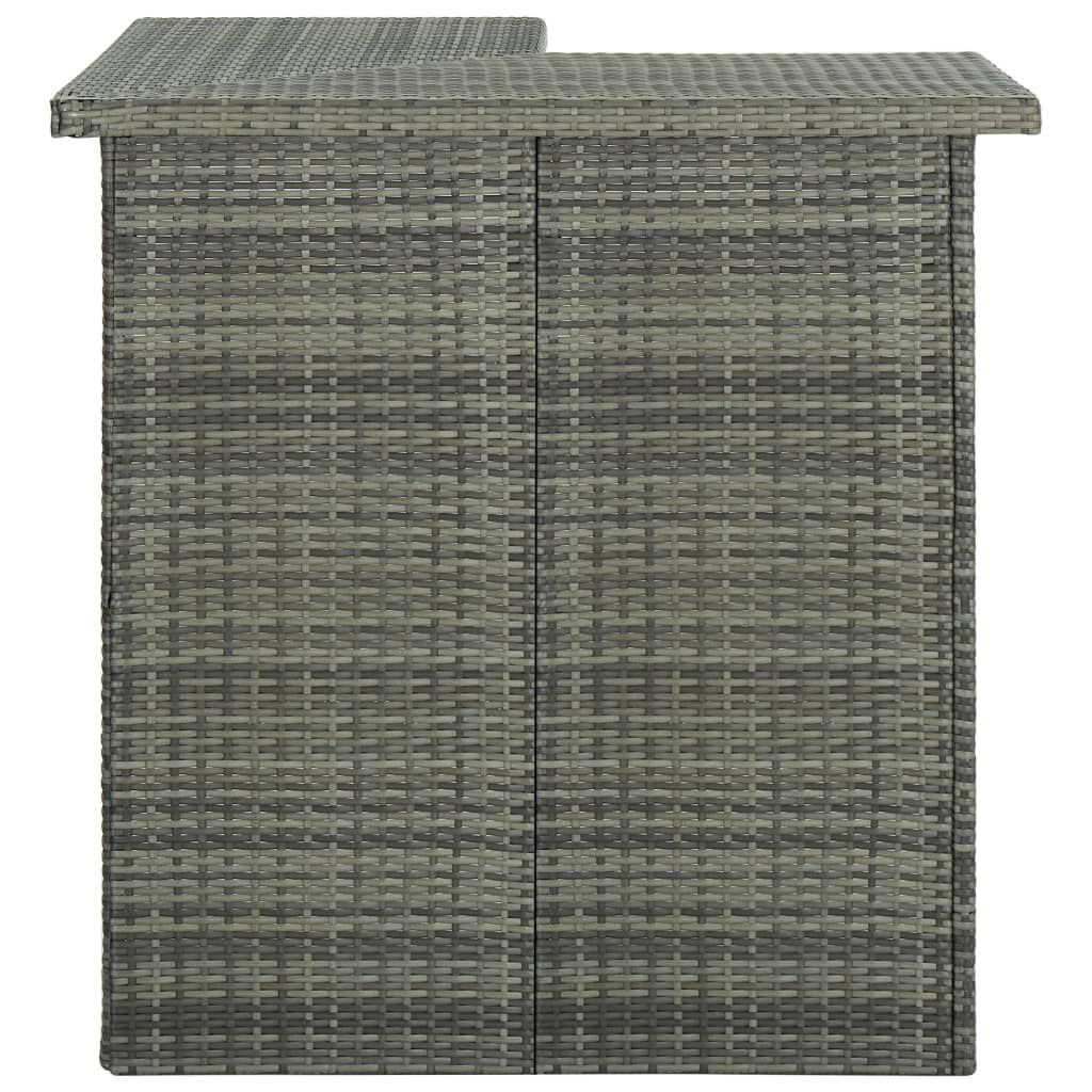 vidaXL طاولة زاوية بار رمادي 100×50×105 سم بولي روطان