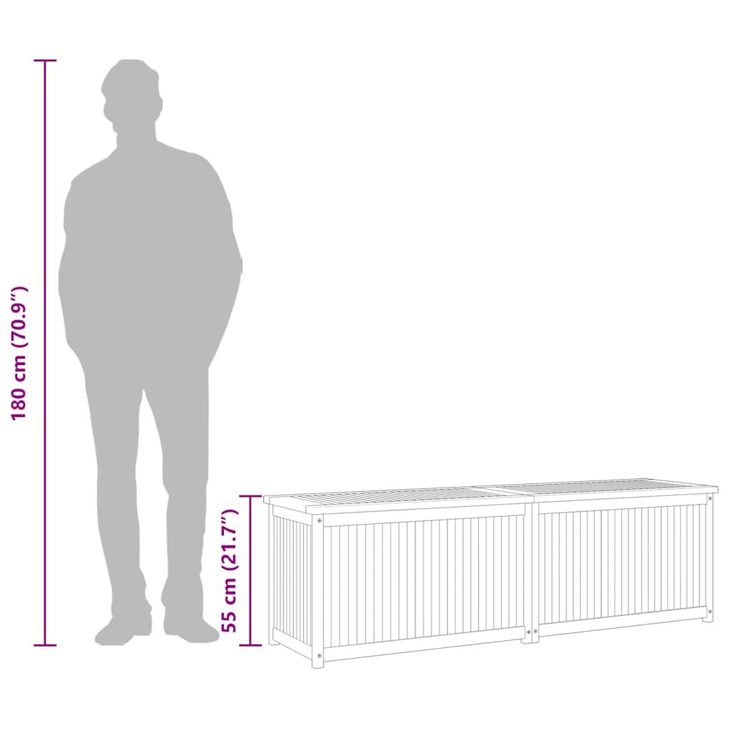 vidaXL صندوق حديقة 175×50×55 سم خشب ساج صلب