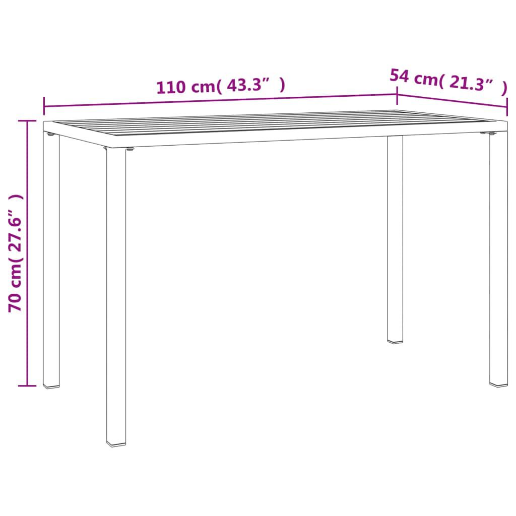 vidaXL طاولة سفرة حديقة أنثراسيت 110×54×70 سم فولاذ