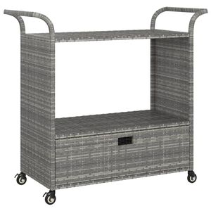 vidaXL عربة بار مع درج رمادي 100&times;45&times;97 سم بولي روطان