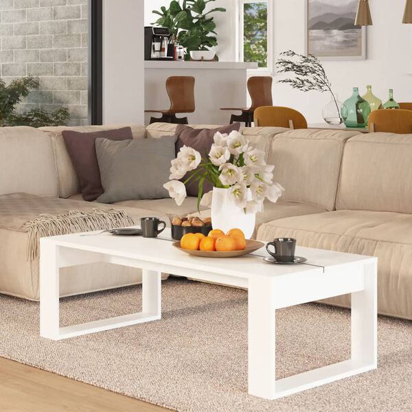 vidaXL طاولة قهوة أبيض 110×50×35 سم خشب صناعي