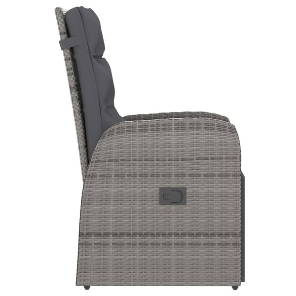 vidaXL عدد 11 قطعة طقم سفرة خارجي مع وسائد بولي روطان رمادي