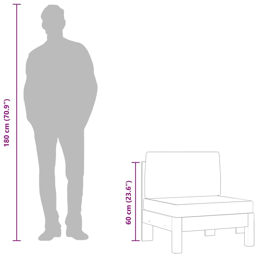 vidaXL أريكة وسطى مع وسائد رمادي داكن خشب أكاسيا صلب