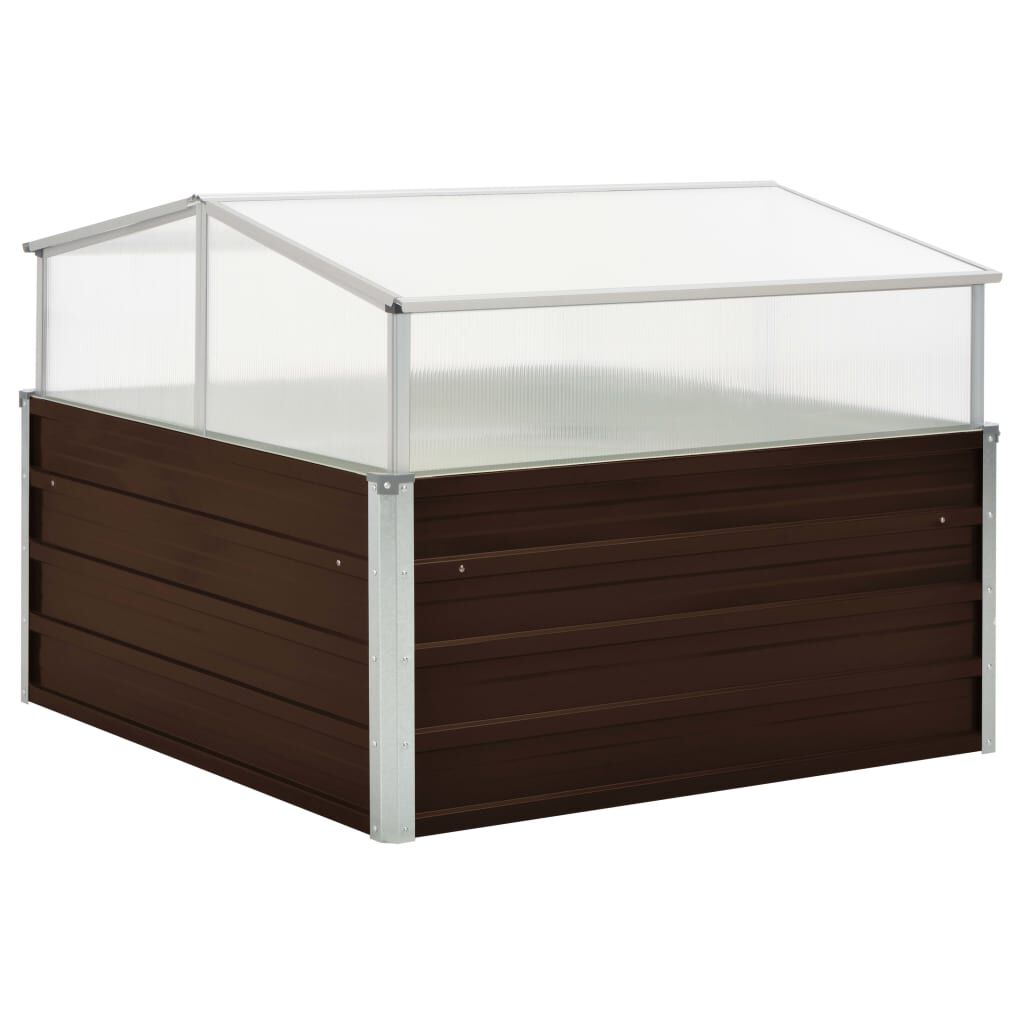 vidaXL دفيئة بني 100×100×85 سم فولاذ مجلفن