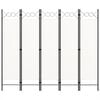 vidaXL مقسم غرفة ذو 5 ألواح أبيض 200×180 سم